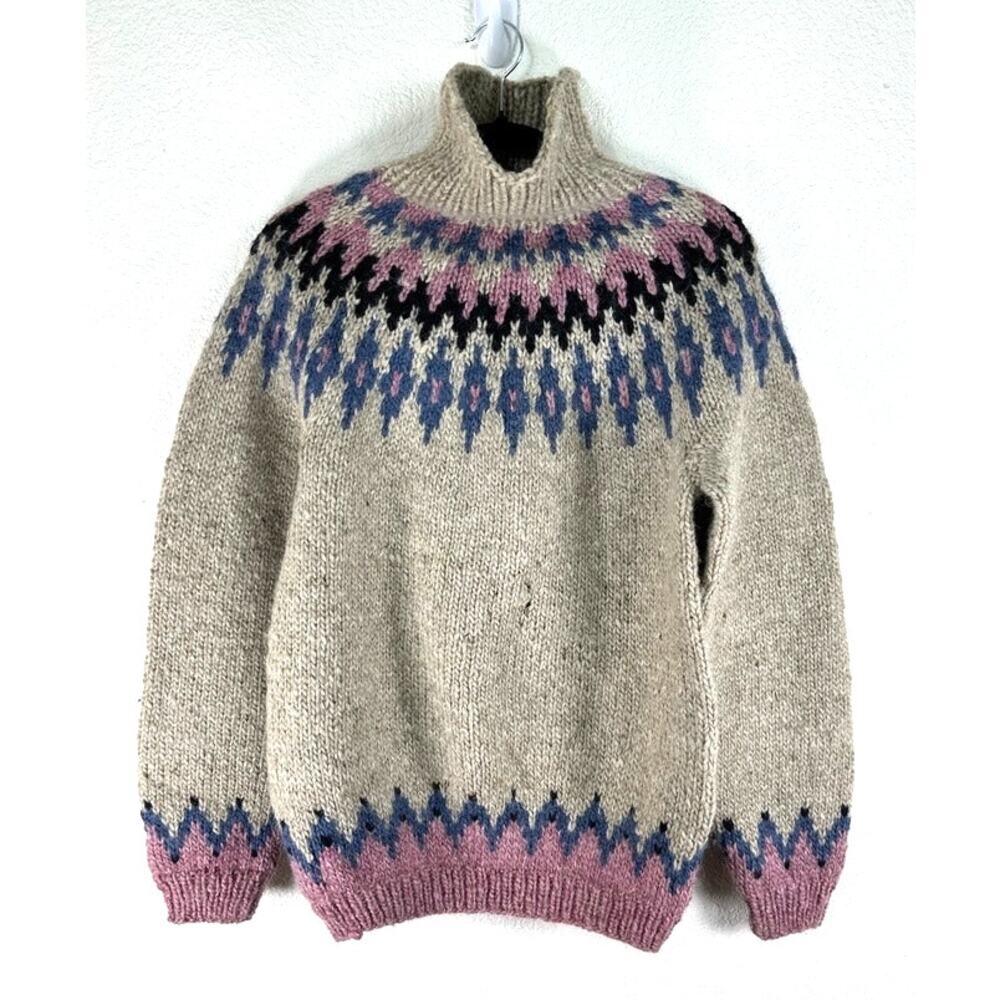 Handmade Nordic-style boho  sweater multicolor yarnwork Resort wear outdoor